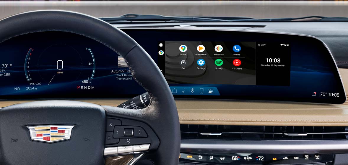 Sistema de infoentretenimiento con pantalla extendida HD de 33 pulgadas en tu Cadillac XT4 2025