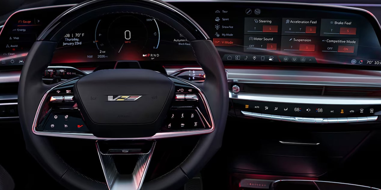 Detalles de lujo en el interior de tu Cadillac Lyriq-V