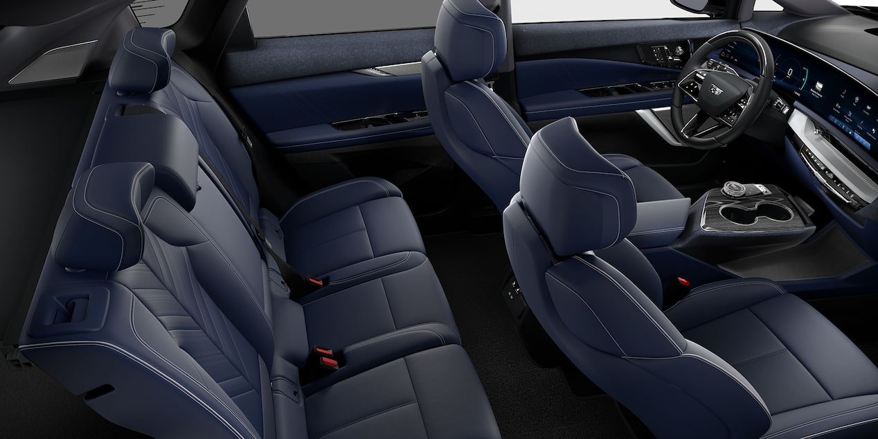 Cadillac OPTIQ 2027 con interior Phantom Blue y Backen Black