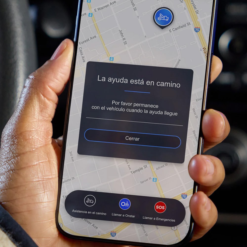 App OnStar® Guardian para Cadillac con asistencia de emergencia y funciones de seguridad.