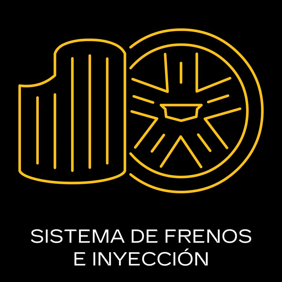 Ícono de sistema de frenos e inyección